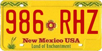 NM license plate 986RHZ