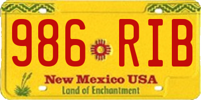 NM license plate 986RIB