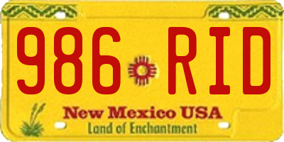 NM license plate 986RID