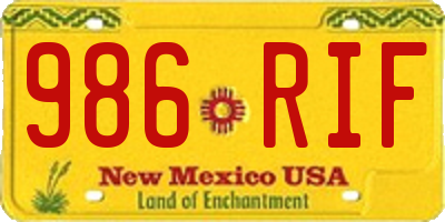 NM license plate 986RIF