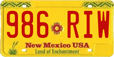 NM license plate 986RIW
