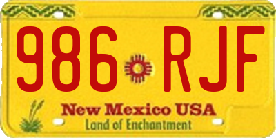 NM license plate 986RJF