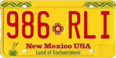 NM license plate 986RLI