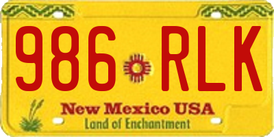 NM license plate 986RLK