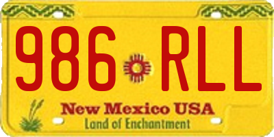 NM license plate 986RLL