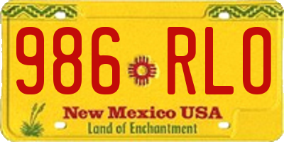 NM license plate 986RLO