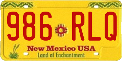 NM license plate 986RLQ