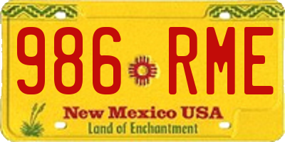 NM license plate 986RME
