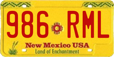 NM license plate 986RML