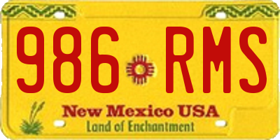 NM license plate 986RMS