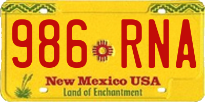 NM license plate 986RNA