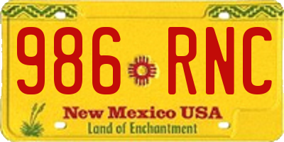 NM license plate 986RNC