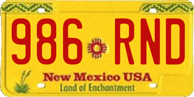 NM license plate 986RND