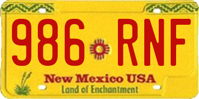 NM license plate 986RNF