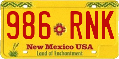 NM license plate 986RNK
