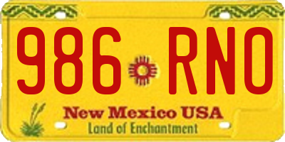 NM license plate 986RNO