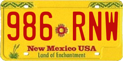 NM license plate 986RNW