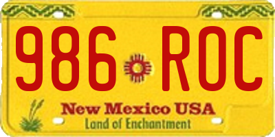 NM license plate 986ROC