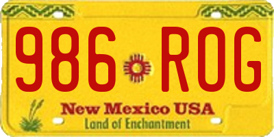 NM license plate 986ROG