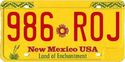NM license plate 986ROJ