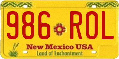 NM license plate 986ROL