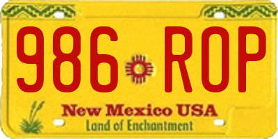 NM license plate 986ROP
