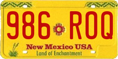 NM license plate 986ROQ