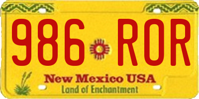 NM license plate 986ROR