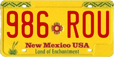 NM license plate 986ROU
