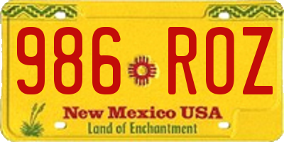 NM license plate 986ROZ