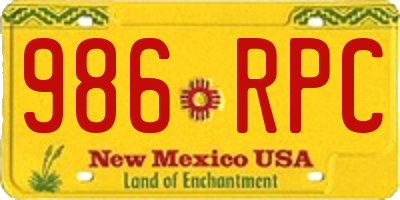 NM license plate 986RPC