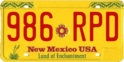 NM license plate 986RPD