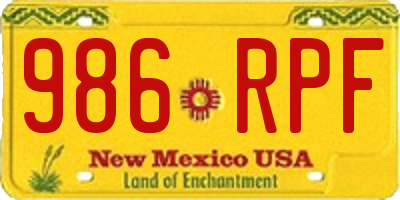 NM license plate 986RPF