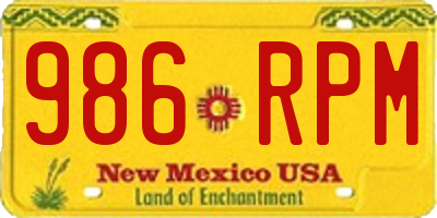 NM license plate 986RPM