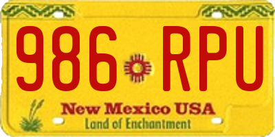 NM license plate 986RPU