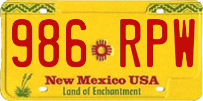 NM license plate 986RPW