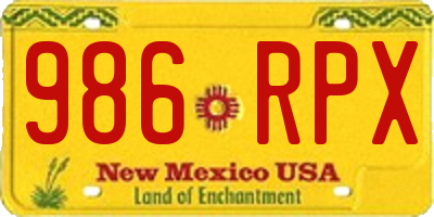 NM license plate 986RPX