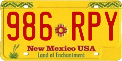 NM license plate 986RPY