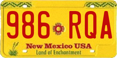 NM license plate 986RQA