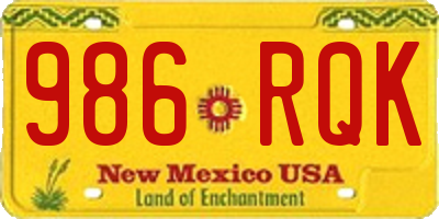 NM license plate 986RQK
