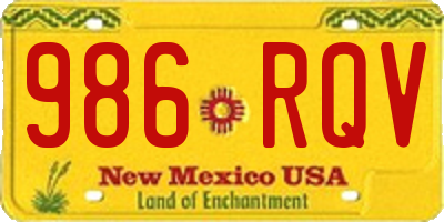 NM license plate 986RQV