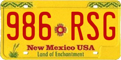 NM license plate 986RSG
