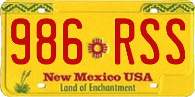 NM license plate 986RSS