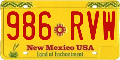NM license plate 986RVW