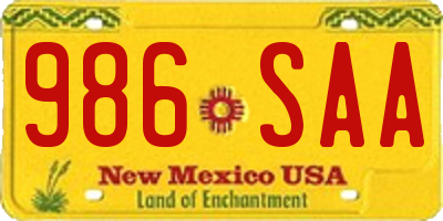 NM license plate 986SAA