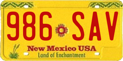 NM license plate 986SAV