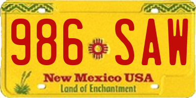 NM license plate 986SAW
