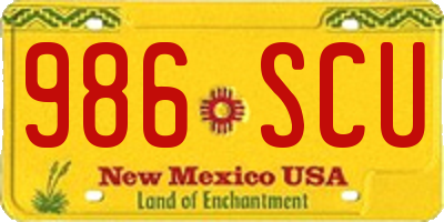 NM license plate 986SCU