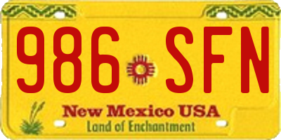 NM license plate 986SFN