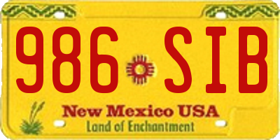 NM license plate 986SIB